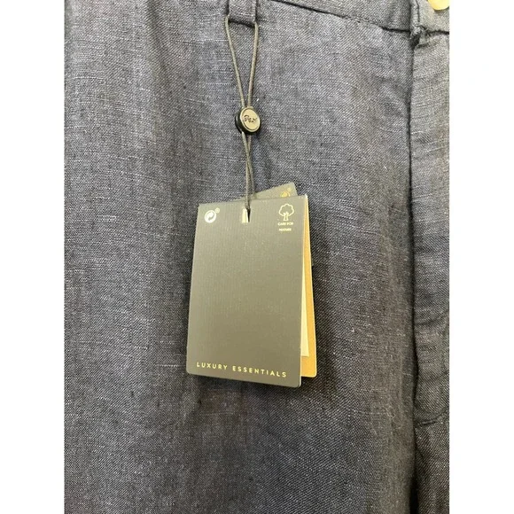 Porter & Ash Men Navy Blue 100 Linen Premium Collection Shorts Size 38 NWT - Picture 6 of 7